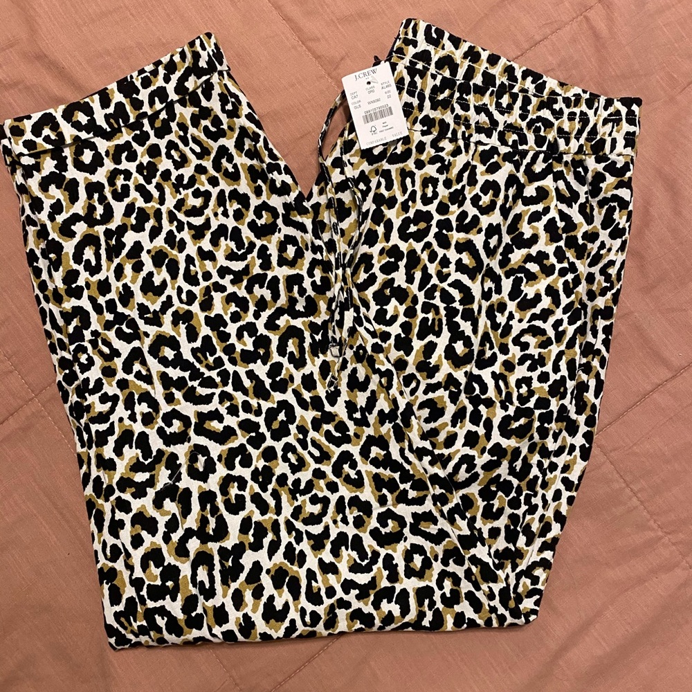 J Crew Drawstring Cheetah Pants